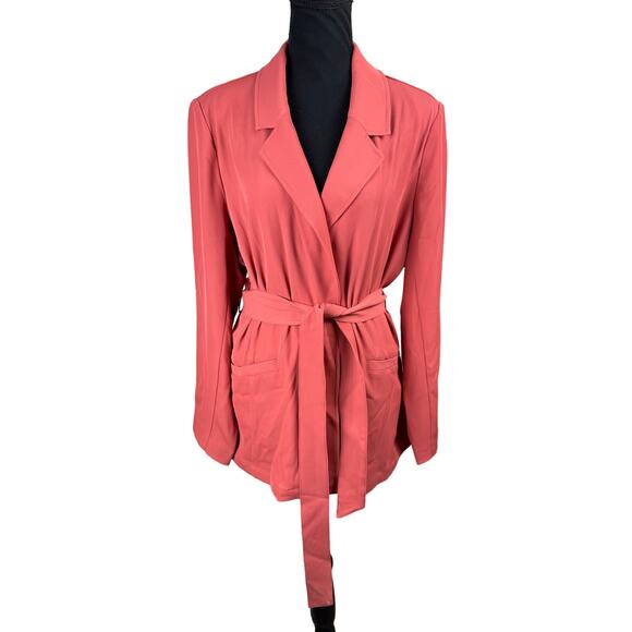 QVC BEAUTIFUL by Lawrence Zarian Belted Blazer CLAY NWOT SIZE L - Picture 5 of 9